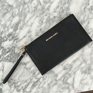 Michael Kors Black Clutch/Wristlet with Gold Hardware